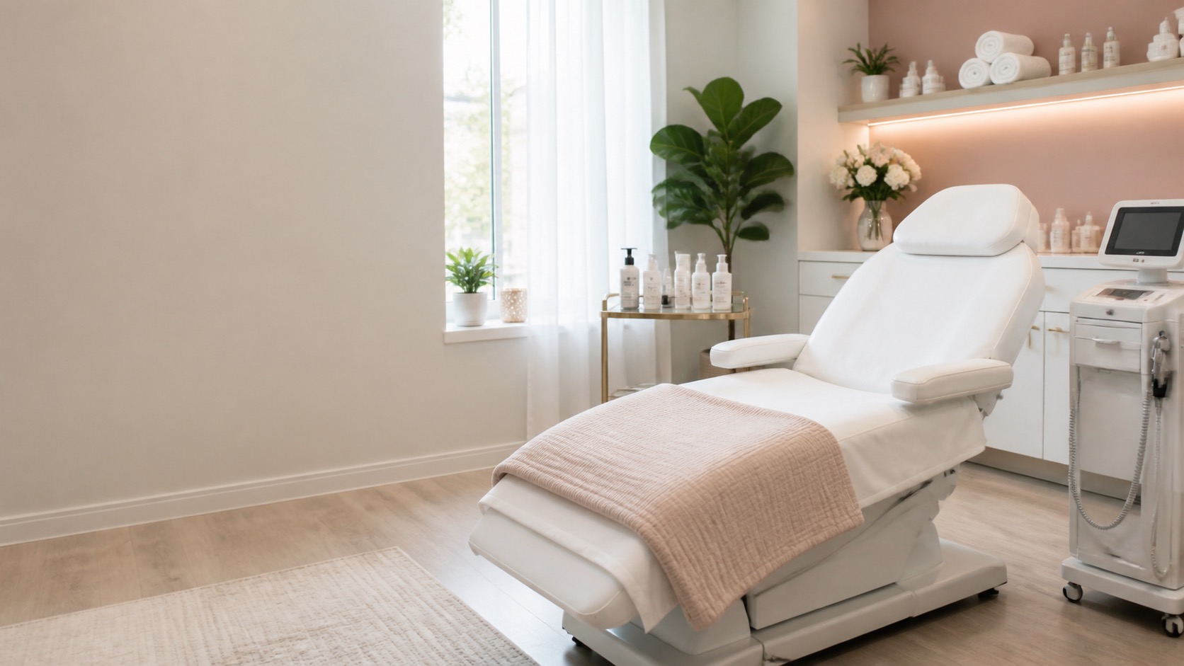 Elegant med spa treatment room in Queens